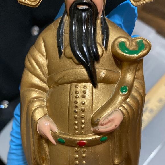 Vintage Good Fortune Fu Lu Shou Figurine Statue coin bank travel souvenir UNIQUE - Picture 3 of 13